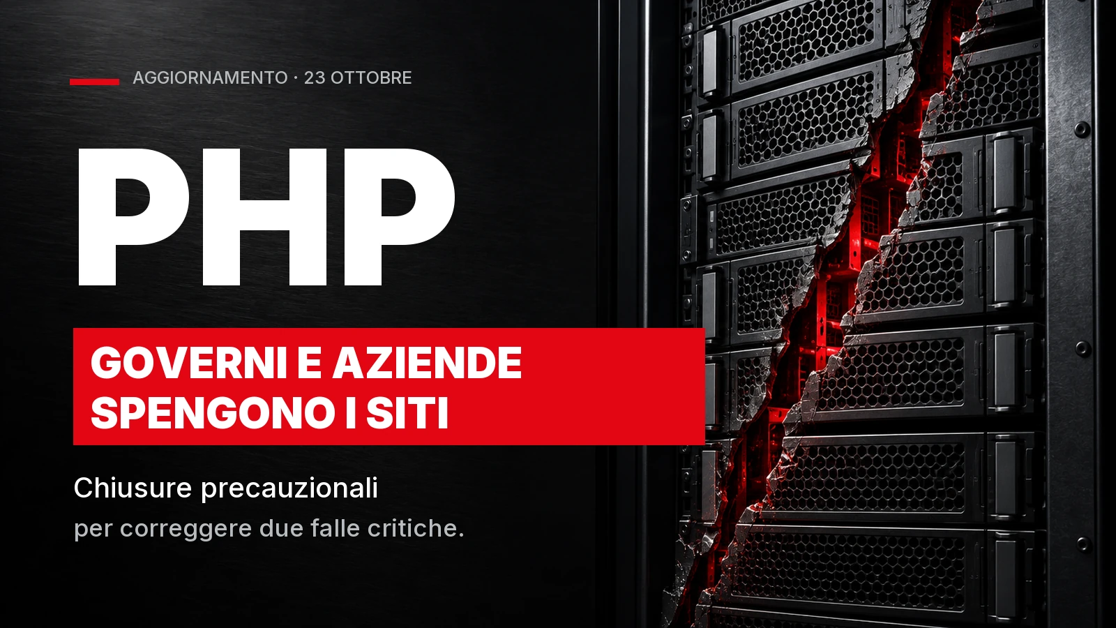 Copertina PHP2Shell: PHP, governi e aziende spengono i siti; chiusure precauzionali per correggere due falle critiche.